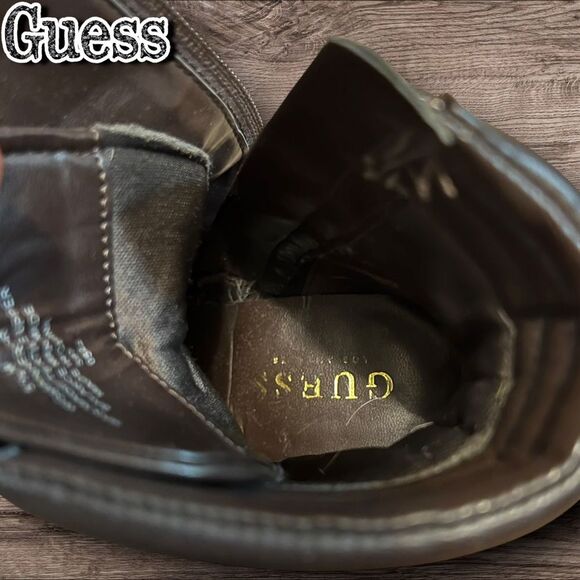 Preowned EUC GUESS Quilted Lace-Up Platform Heeled Boots – Size 5.5M - Picture 10 of 11